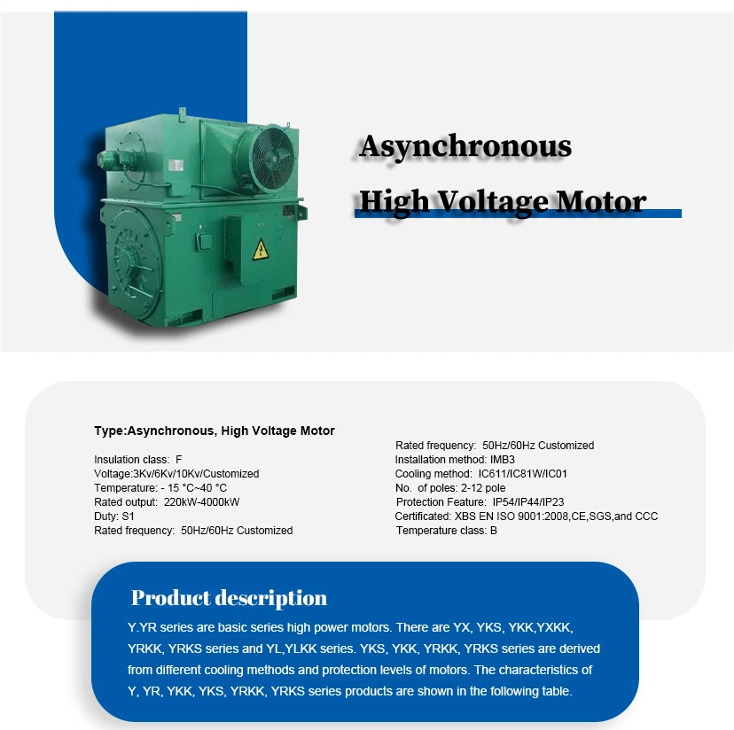 Ykk Series 6kv 10kv Three Phase Asynchronous Electric Motor High Volt Induction Motor
